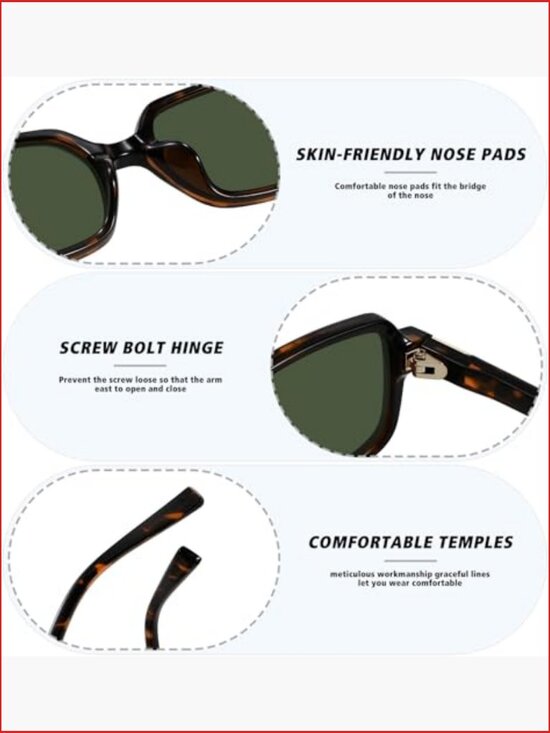 Retro Rectangular Small Square Sunglasses UV Protection Lightweight Plastic main image 5